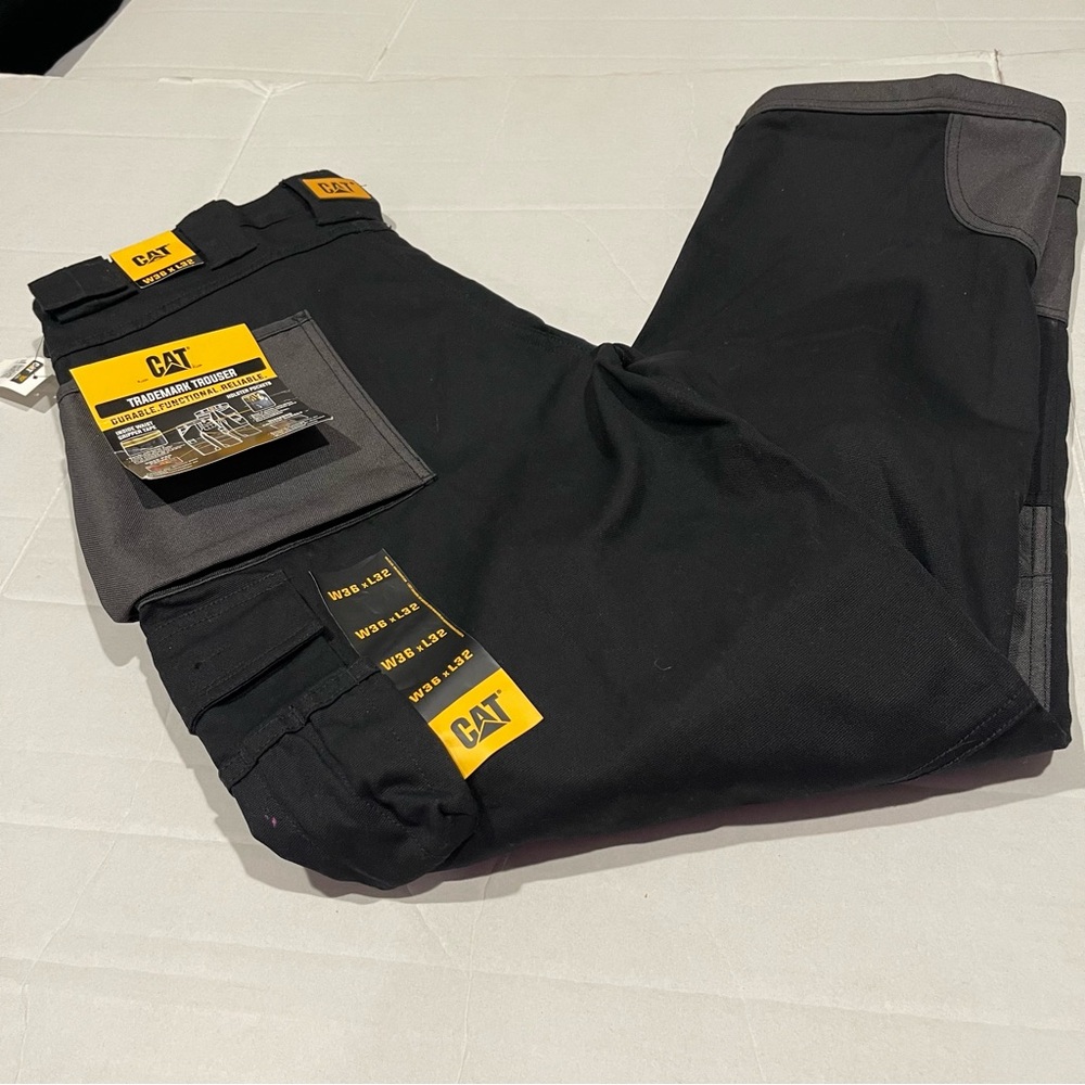 CAT Black Cargo Pants Men’s 36X32 Work Utility Durable Pockets - Picture 8 of 16